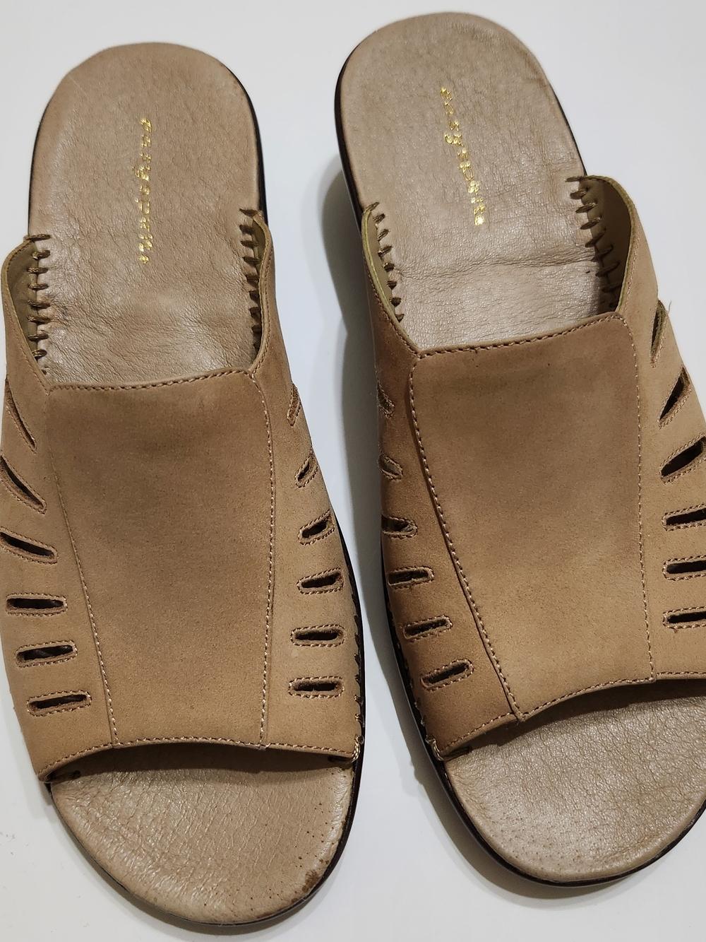 Easy Spirit Women's Slide Sandals in Tan Nubuck